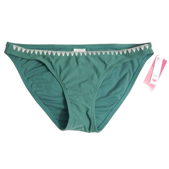 Xhilaration Hipster Bikini Bottoms Green With Embroidery Women's Size M - Picture 1 of 8